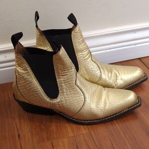 Free People Gold Chelsea Cowboy Boots Sized EU 40